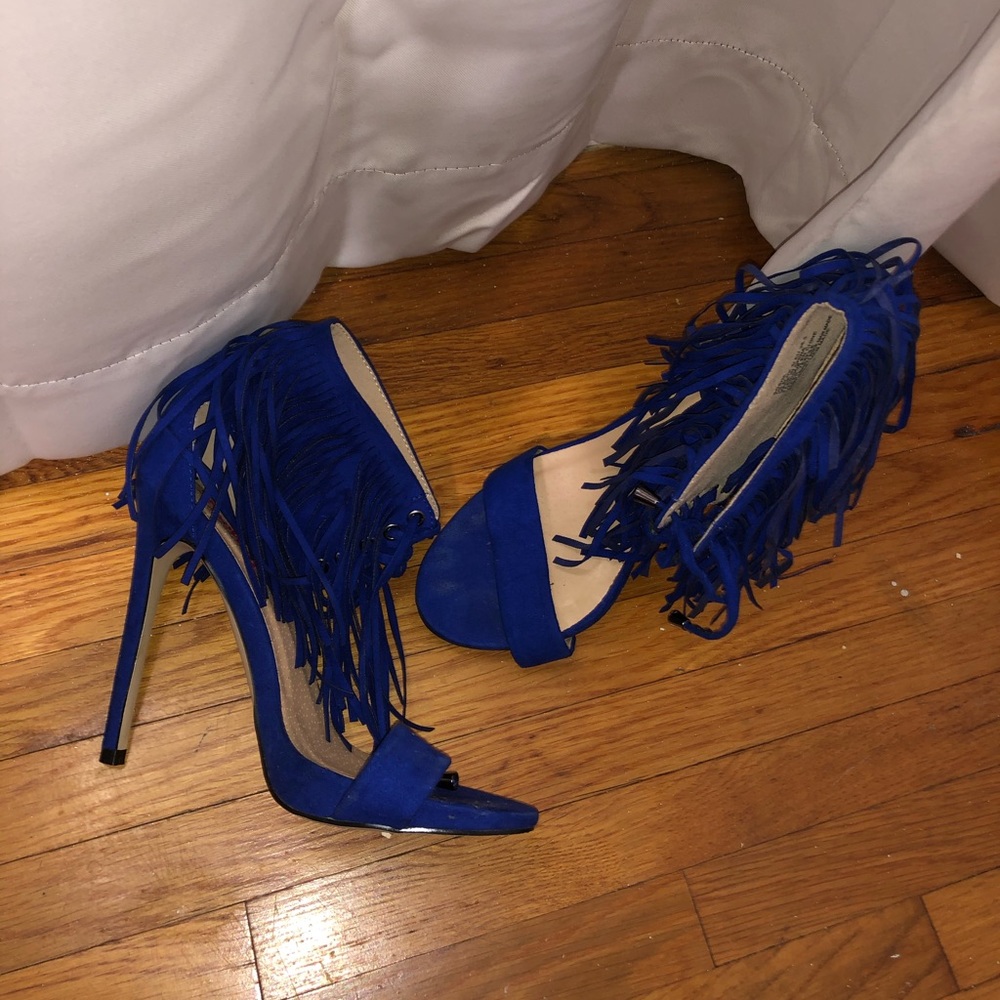 Blue Fringed Heels